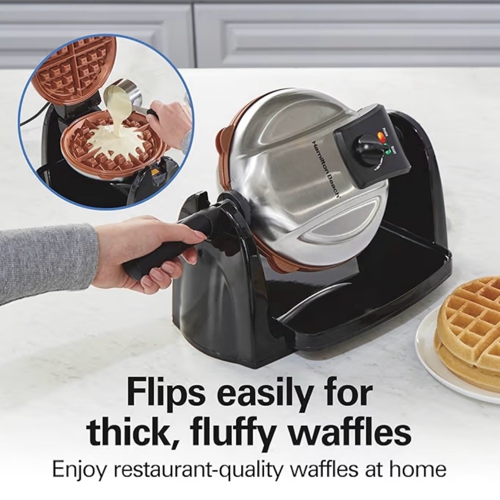 Hamilton Beach Waffle Maker with Removable Durathon Nonstick Coated Plates - Picture 3 of 5